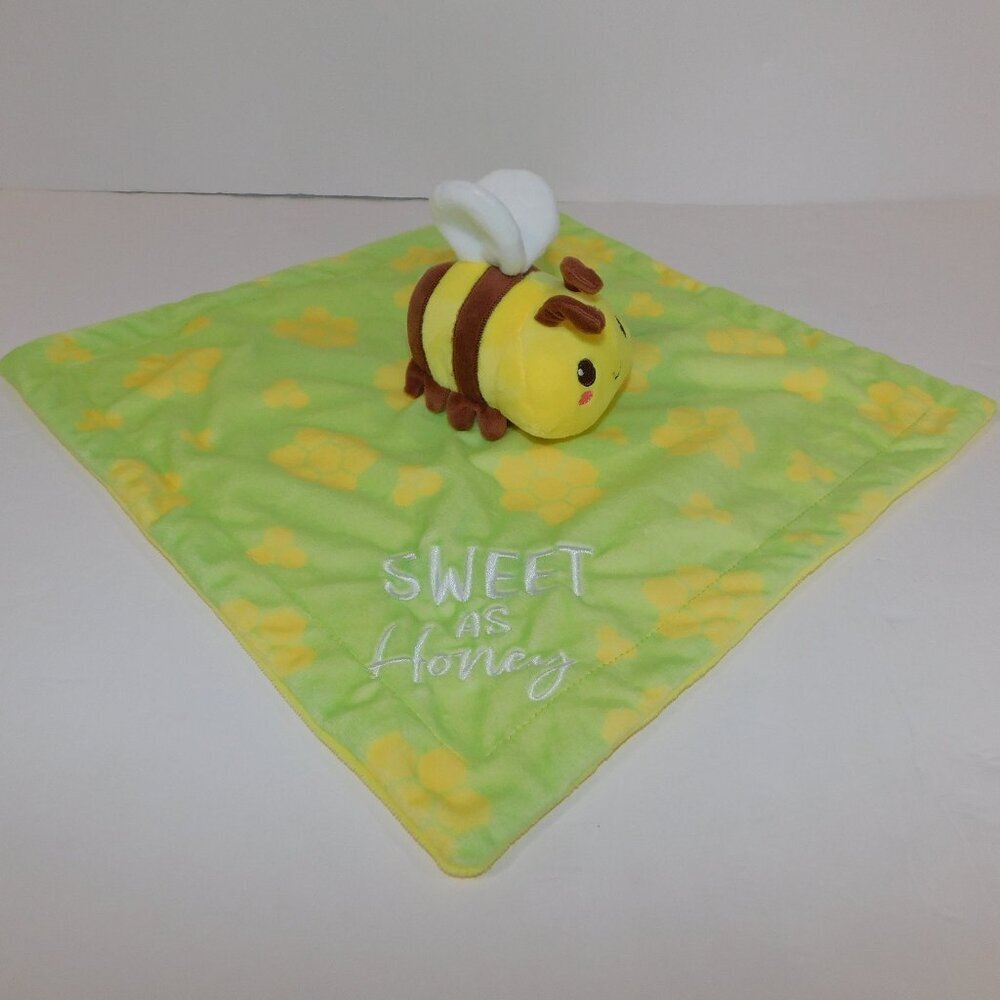 Sweet as Honey Bumble Bee Security Blanket Green Yellow Brown Baby Lovey Nunu